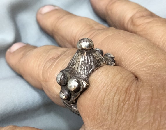 Bague Ancienne Berbère En Argent Poinçonné - Bijou Ethnique Vintage - Occasion
