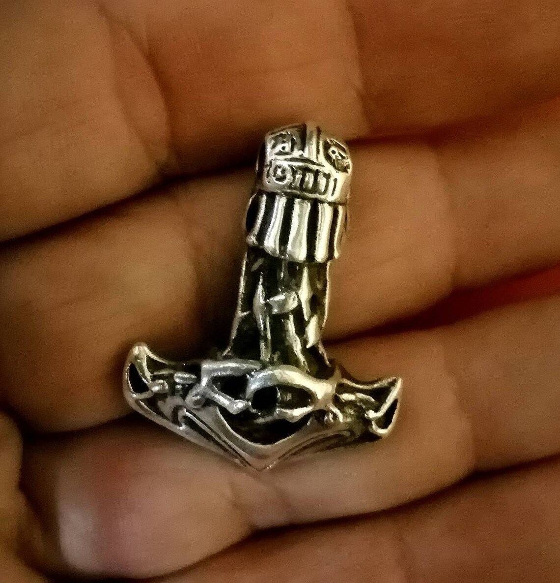 Thor's hammer sterling silver. Viking jewelry amulet Etsy