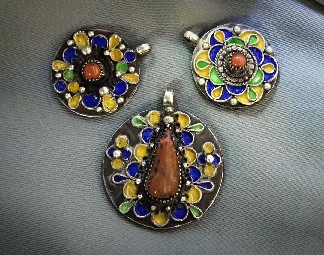 Kabyle - Three Ancient Kabyle Ethnic Pendants to Be Fixed on Necklaces ...