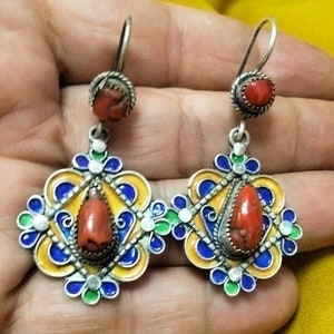 Kabyle - Magnificent Pair Of Berber Earrings in 925 Sterling Silver / Kabyle Jewelry / Tribal / kabyle earrings, Ethnic, Boho