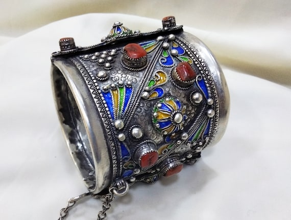 Bracelet Argent Massif Deux Tons - Anneaux élégants - Occasion