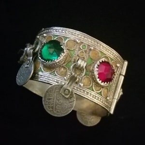 Berber - Enamelled bracelet , Moroccan Berber bracelet , Berber tribal jewelry , Tribal bracelet , Bracelet, Girlfriend gift, vintage.