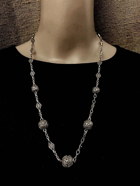 925 antique silver watermark necklace, watermark n