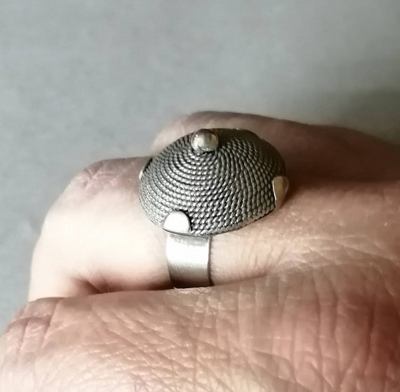 Bague Ancienne En Or Jaune 18K Avec Diamant - Taille 57, Poids 2g, Tête Aigle Poinçon Orfèvre
