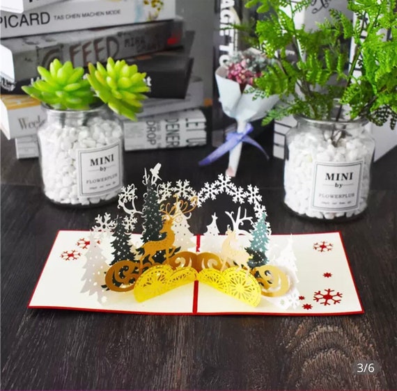 Christmas Card Packs 3d Pop Up Merry Christmas Christmas Etsy