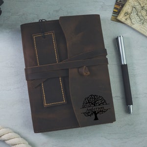 Personalized Leather Journal with Pen: Refillable Travelers Notebook