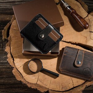 Billetera para hombre, billetera, billetera de cuero minimalista, billetera de cuero delgada, billetera personalizada, tarjetero, billetera personalizada, regalo para padrinos de boda, *W6