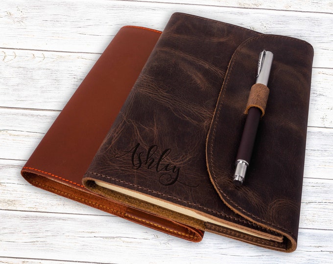 Leather Journal, Personalized Leather Journal, Journal with Pen, Genuine Leather Journal, Travelers Notebook, Leather Notebook Cover, *4