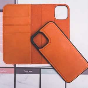 Leather iPhone 12/12 Pro Wallet Case: Detachable Folio Flip Cover
