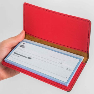 Funda de cuero para chequera, funda de chequera personalizada, funda de chequera de cuero sintético personalizada, cuero vegano, funda de chequera personalizada *12