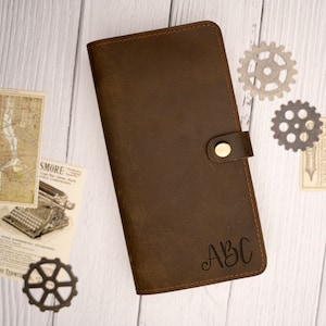 Cartera de cuero, Cartera larga personalizada, Cartera personalizada, Cartera de mujer, Cartera larga de hombre, Cartera con bolsillo para teléfono, San Valentín, *20