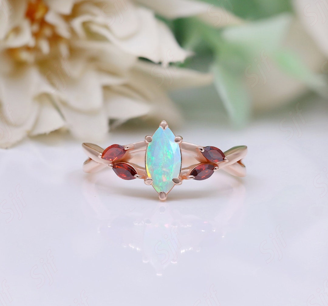 AAA Opal Gemstone Marquise Shape Solitaire Engagement Ring - Etsy