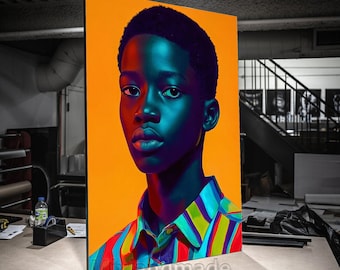 Leinwanddruck Gestreckte Leinwand, Vintage (1) Junge Afroamerikaner Geschenk für sie, schwarzer Junge Plakat Wand Kunst Dekor Wandbehang