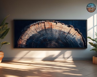 Druck Gespannte Leinwand, Baumring Gerahmt VTA4015 (2) Horizontal Wand Kunst Dekor Wandbehang Vintage Zeitgenössische Kunst 1,5 "dickes Holz