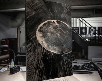 Canvas Print Stretched canvas , TND (4) wood tree rings print, Premium wood cut wall art Western Red Cedar, Tree Ring Print,