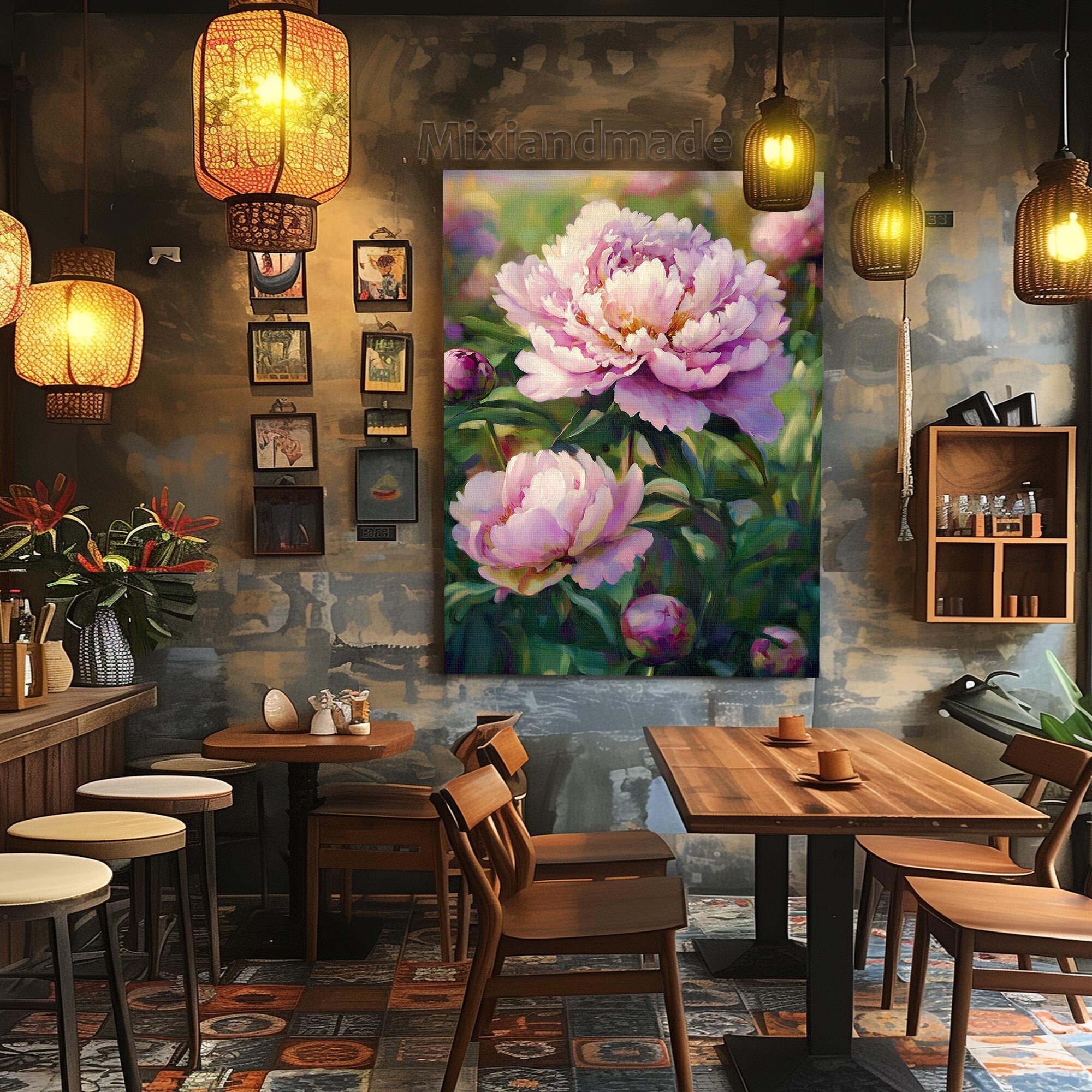 Print CANVAS Stretched Canvas, PG 01 Peonies Vibrant Pink Peony Print ...