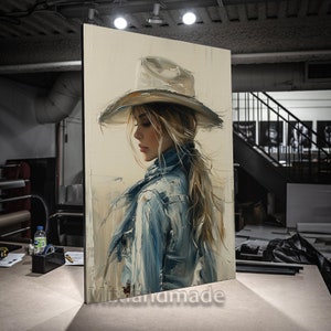 Print CANVAS Stretched canvas, Cowgirl riding horse 03 Wall Art, Cowboy Art, Canvas Wall Art, Farmhouse Wall Decor, Horse Print,