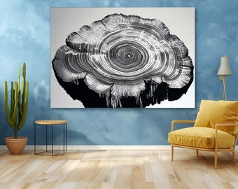 Canvas Print Stretched canvas , Tree Ring TRN (59) Cypress Tree Ring Print, Tree Ring Print, Black and White Tree Ring Print,