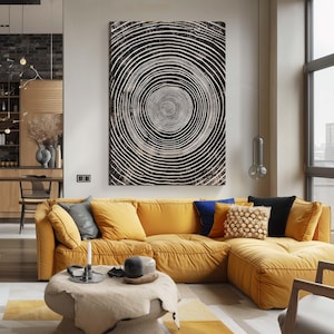 Impression sur toile Toile tendue, impression anneaux d&#39;arbre en bois TND (7), art mural nordique premium en bois découpé cèdre rouge de l&#39;ouest, art mural impression anneaux d&#39;arbre