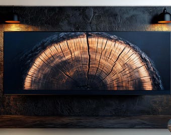 Druck Gespannte Leinwand, Baumring VTA4015 (3) Horizontal gerahmt Kunstdekor-Wandbehang Vintage Zeitgenössische große Leinwand Naturwand