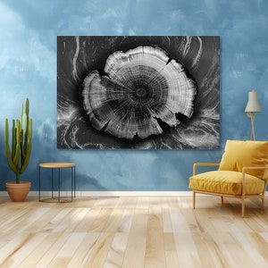Canvas Print Stretched canvas , Tree Ring Black and white horizontally wall art decor wall hanging vintage 2000 Years Old Cedar Tree Rings