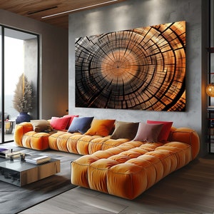 Canvas Print Stretched canvas , TRN (14) juniper tree rings print, Premium wood cut wall art treering Modern Wood Extra Large Wall Art