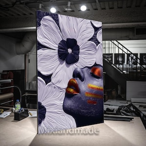 Print CANVAS Stretched canvas, FWAFRI 033 African woman with flower ,flower art , fashion art, africa art, model art, african woman canvas