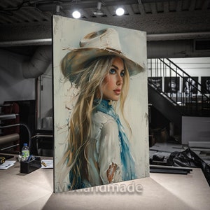 Print CANVAS Stretched canvas, Cowgirl riding horse 02 Wall Art, Cowboy Art, Canvas Wall Art, Farmhouse Wall Decor, Horse Print,