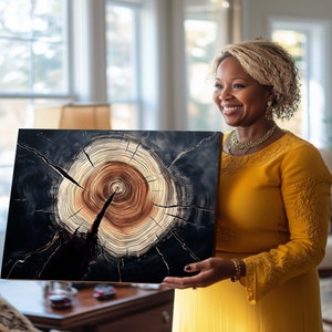 Canvas Print Stretched canvas , TRN (8)  tree rings print, Premium wood cut wall art treering christmas gift