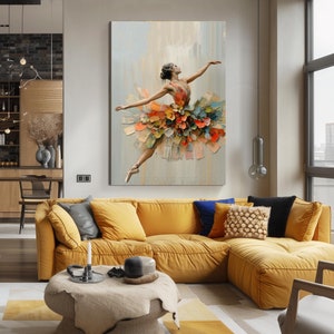 Print CANVAS Stretched canvas Dancing Ballerina abstract painting Oversized oil Women , ballet portrait, Ballerina Dancing Canvas Wall Art