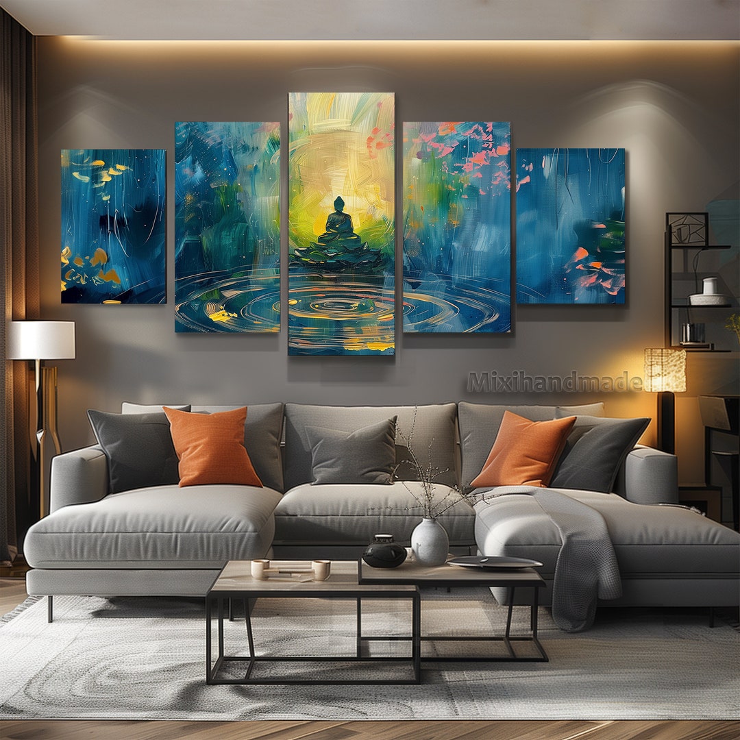 BIG Print CANVAS With Framed Buddha Thinking Painting ,print Canvas ...