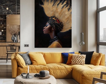 Print CANVAS AW (17) Stretched canvas Black woman head wild, Black girl wall art, black woman, Afrocentric