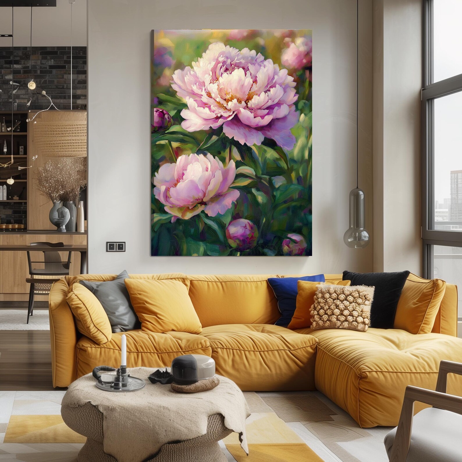 Print CANVAS Stretched Canvas, PG 01 Peonies Vibrant Pink Peony Print ...