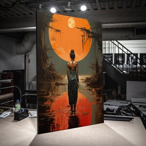 Print CANVAS Stretched canvas  African woman with Moon art wall decor, African portrait, Afrocentric