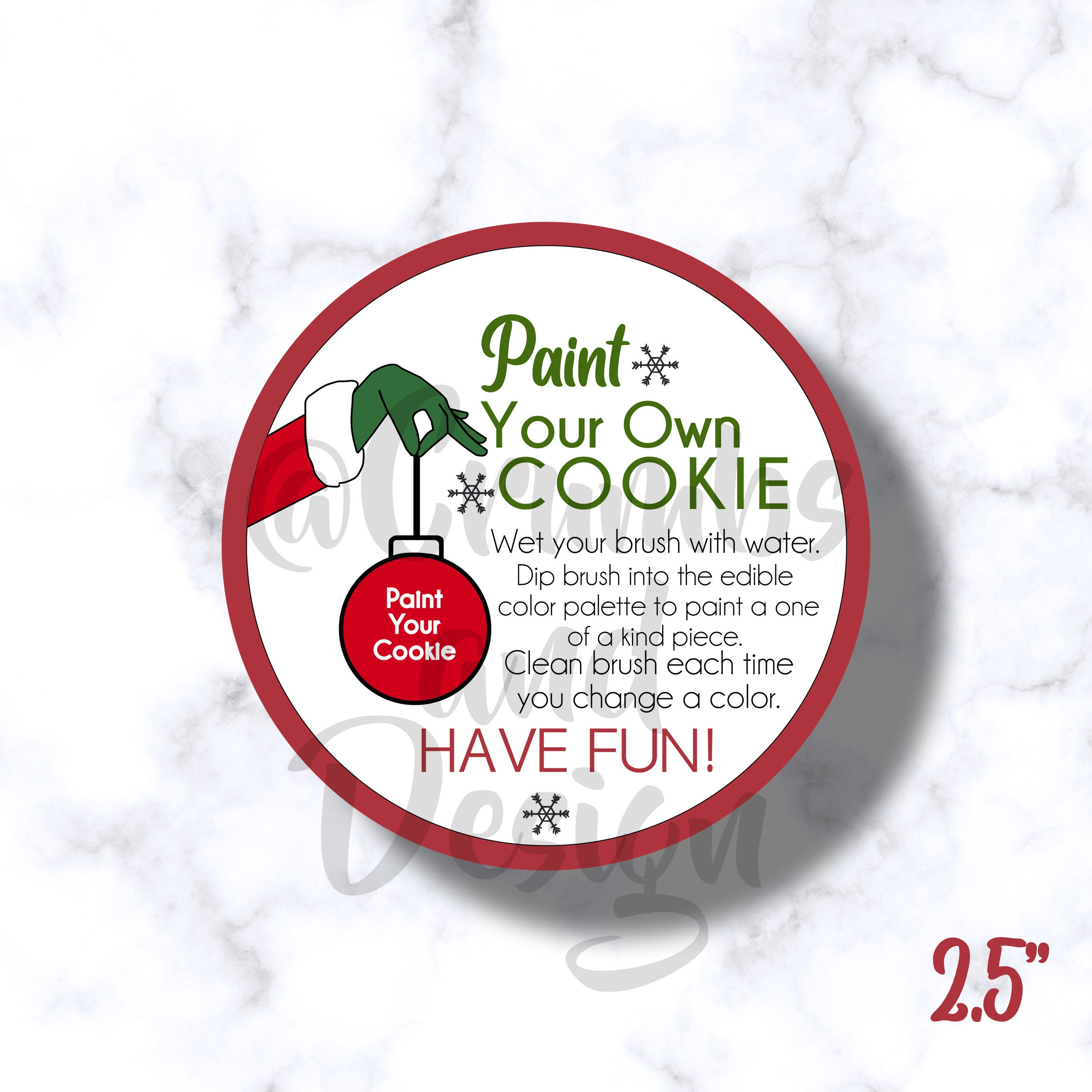 Printable PYO Paint your Own Cookie Tag Instructions | Etsy