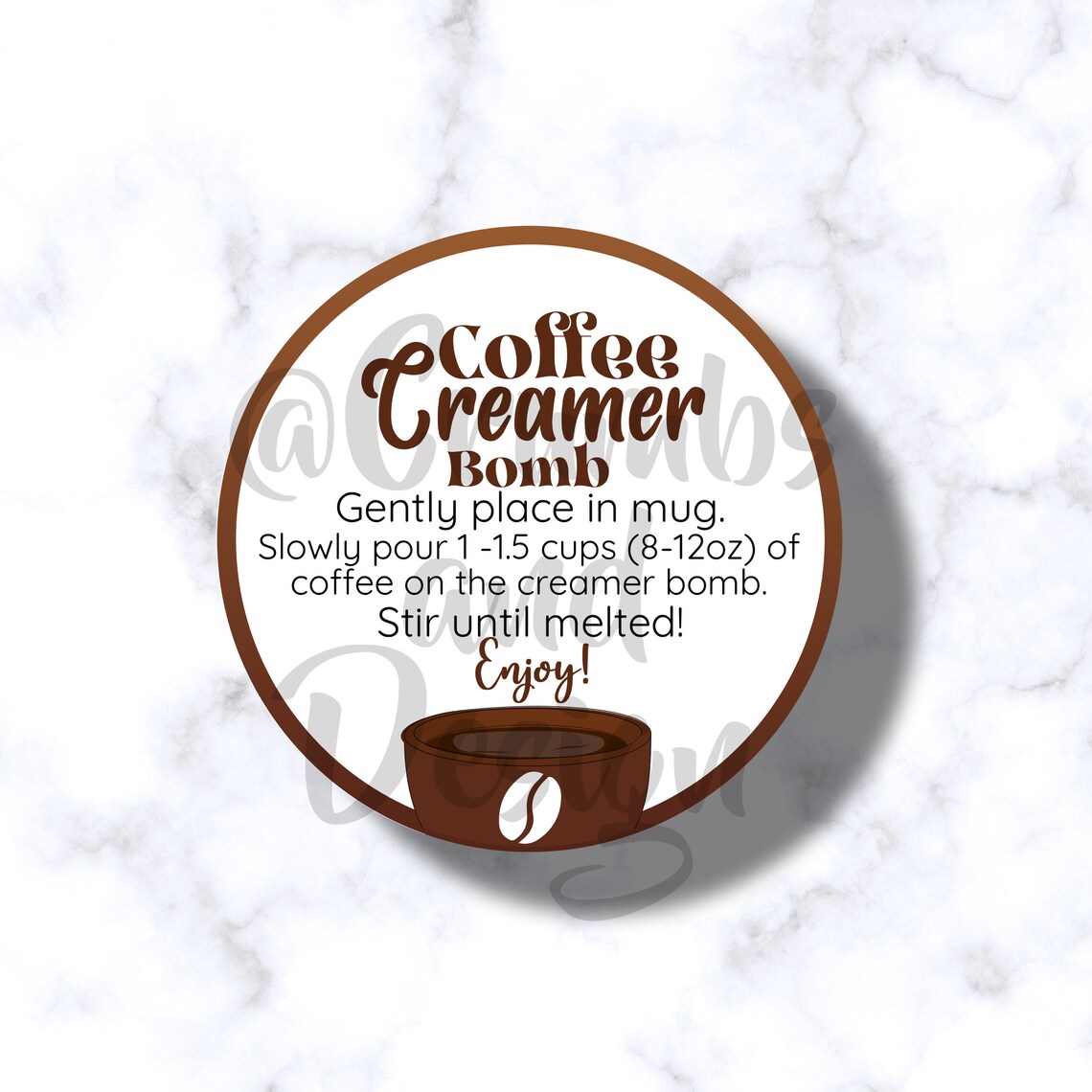 Printable Coffee Creamer Hot Chocolate Bomb Tag Circle - Etsy