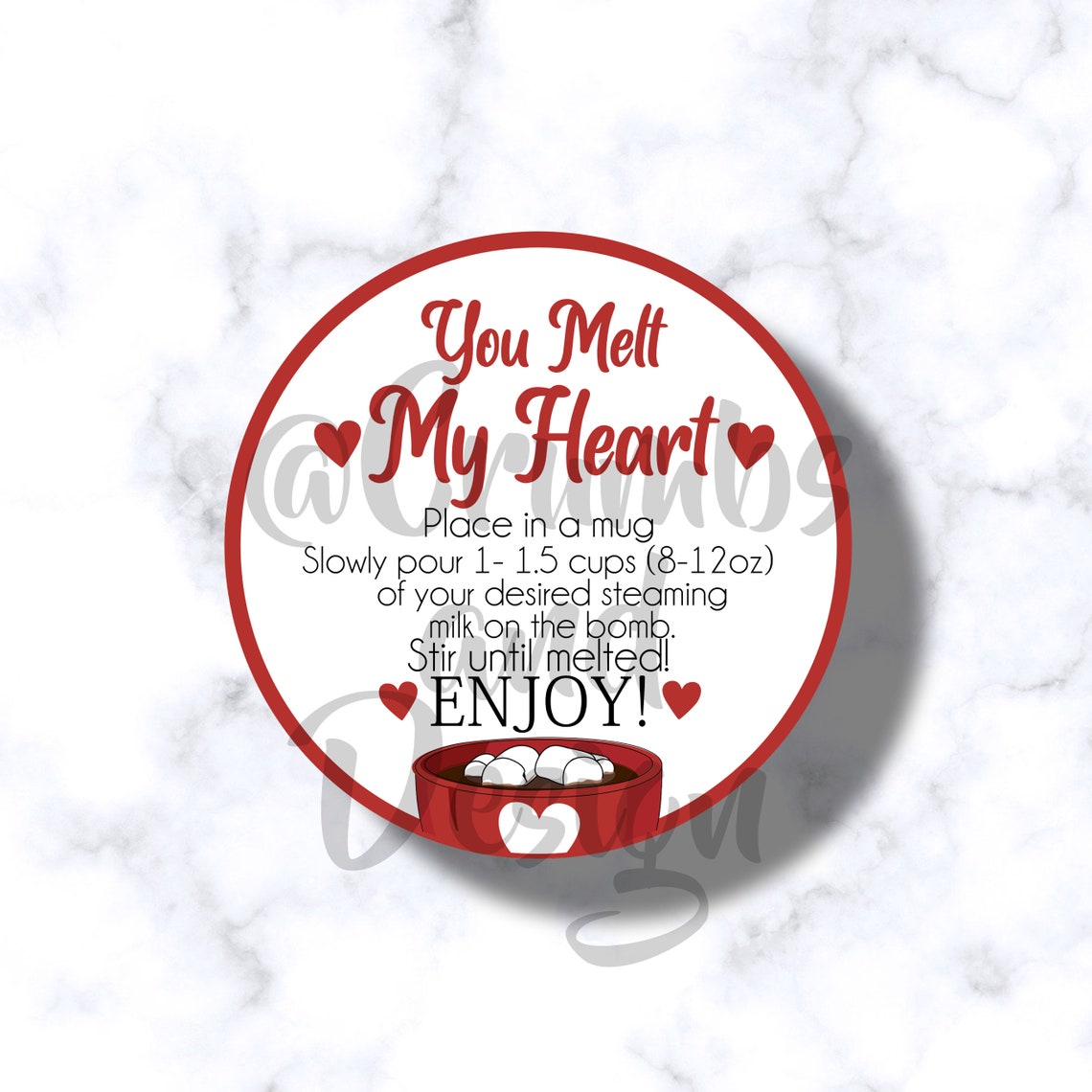 Printable Valentine s You Melt My Heart Hot Chocolate Bomb Etsy