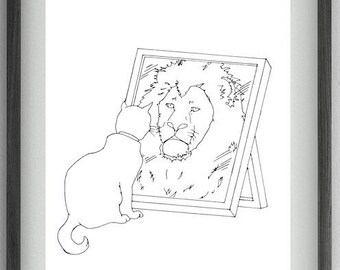 Amor propio Confianza en sí mismo - A3, A4, A5 Dibujo de línea Ilustración Imprimir regalo de Navidad