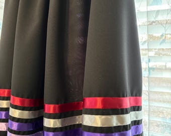 Ribbon skirt- full black skirt with your color choice of 4 ribbons