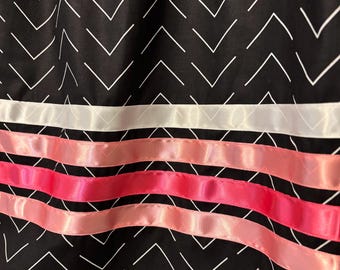 Ribbon skirt- black with pink, white & hot pink ribbons