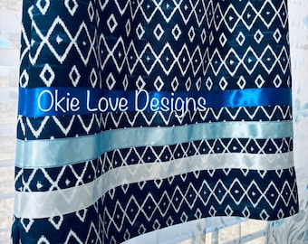 Ribbon Skirt - navy blue with white design