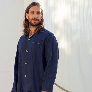 Linen Pyjama for Men PAPAVER - 100% Linen -  Breathable - Handmade with French Seams
