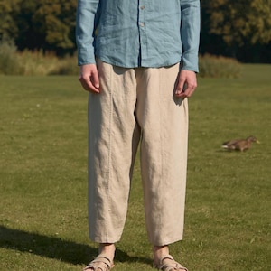 【Italy製】80〜90s linen slacks Italian Men 100% Linen Naples Trousers Pant High Waist Dress Pant