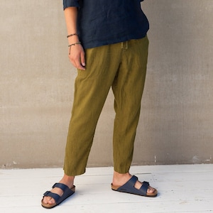 Mens Chino Linen Pants