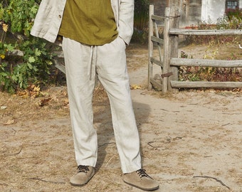 Linen Chino Pants BELLIS, Mens Linen Chinos, Linen Pants, Casual Linen Pants, Pure Linen Pants, Work Pants Basic Pants