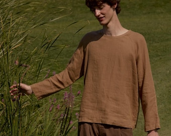 Men's Linen Sweatshirt ARTEMISIA with Raglan Sleeves, 100% Linen
