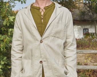 MACHE Relaxed-Fit Linen Blazer, Mens Linen Suit Jacket, Loose Jacket, Baggy Blazer, Summer Jacket