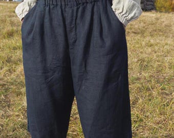PAMPAS Linen Below Knee Shorts for Men - Front Pleated - Relaxed Fit - Breathable