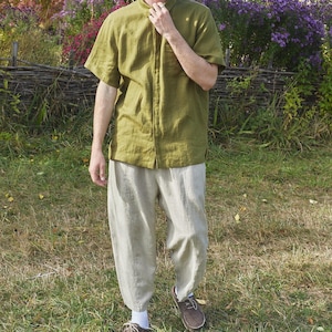 Mens Baggy Linen Pants COCOS: Asian-Inspired Trousers