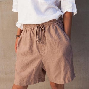 Men's Loose Linen Shorts LUPINE, Lightweight Pull-on Shorts, Available in 30 COLORS